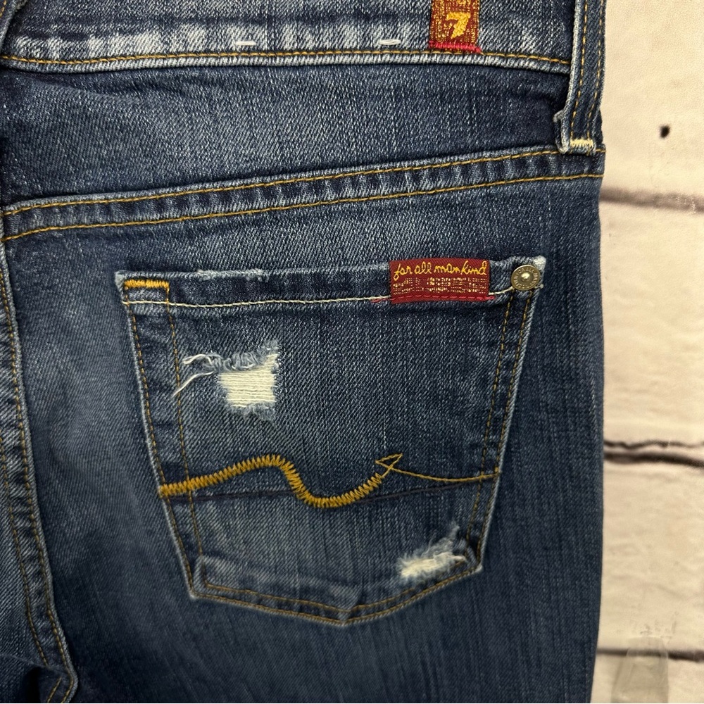 7 For All Mankind Josefina Skinny Boyfriend Jeans Sz 26 Buttonfly Distre… - Picture 4 of 13